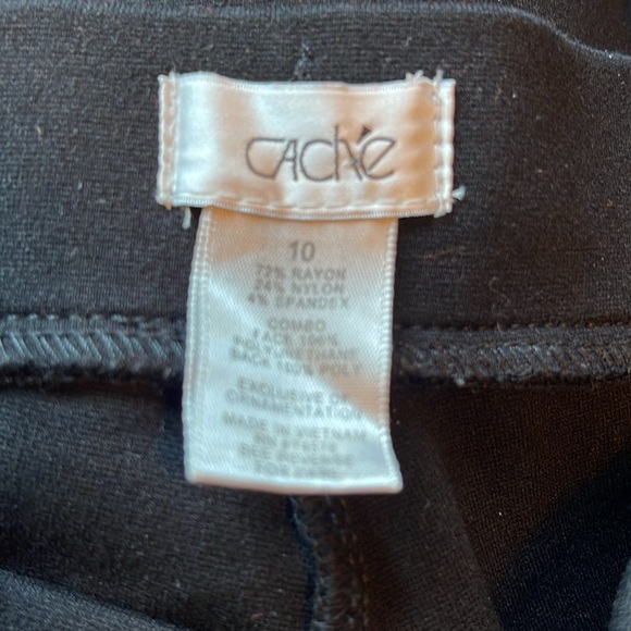 Cache Black Stretch Pants with Faux Leather side Trim Size 10 - Picture 3 of 7